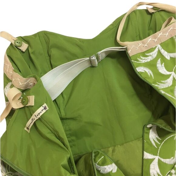 Nanette Lepore Embroidered Green Strapless Belted Midi Sheath Dress Sz S - Picture 8 of 16